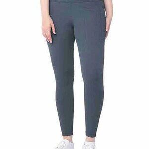 Lukka Lux  Ribbed Legging Side Pockets Wide Waistband (Ombre Blue, XX-Large)
